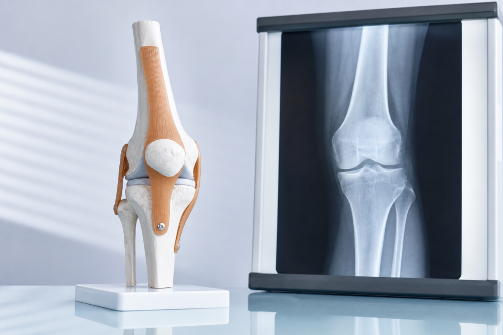 Unicompartmental knee replacement X-ray